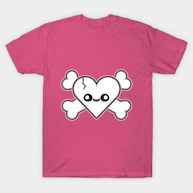 Kawaii Heart and Crossbones T-Shirt by TTLOVE